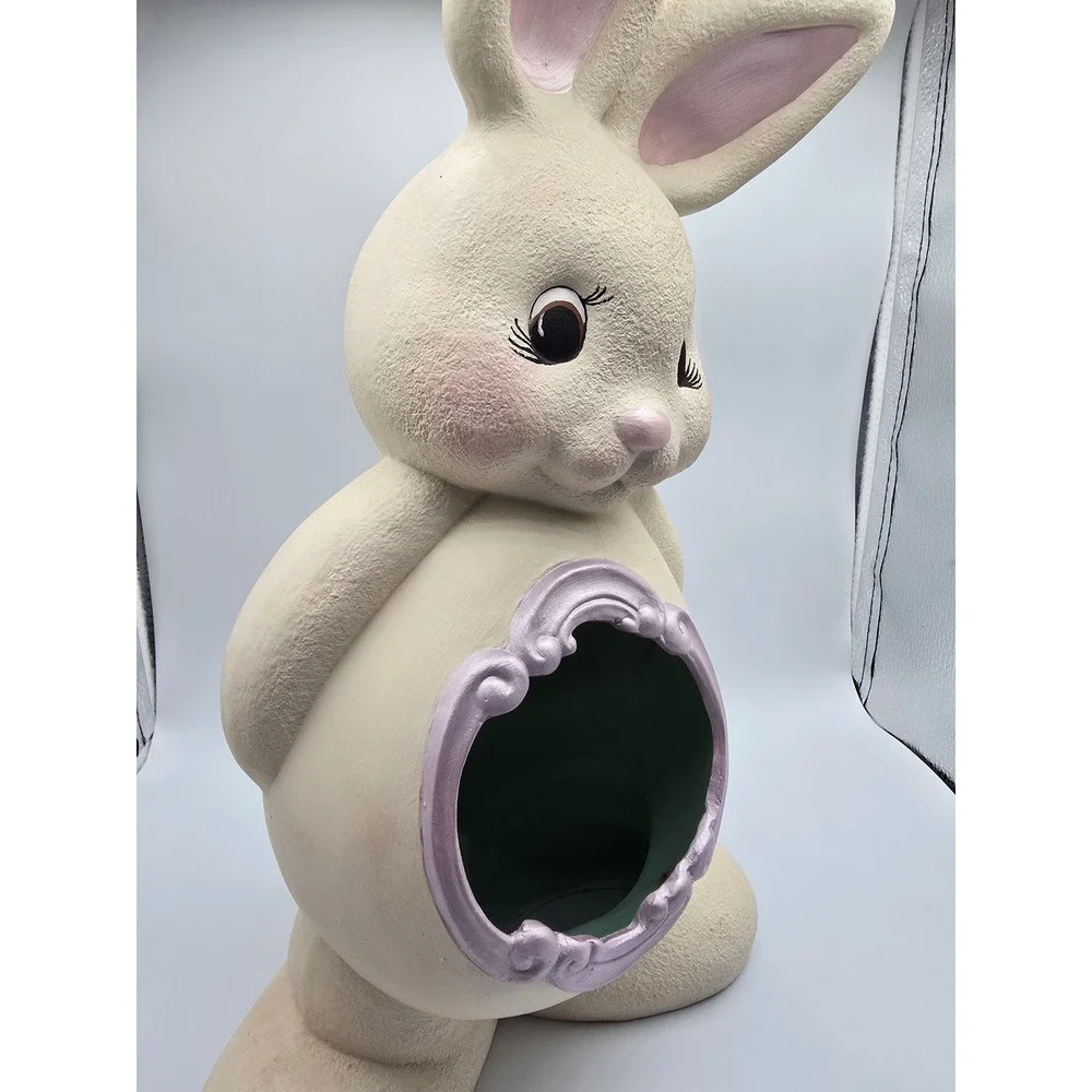 Vintage Hand Painted Ceramic‎ Easter Bunny Rabbit Figurine 90s Cute Cottage 15